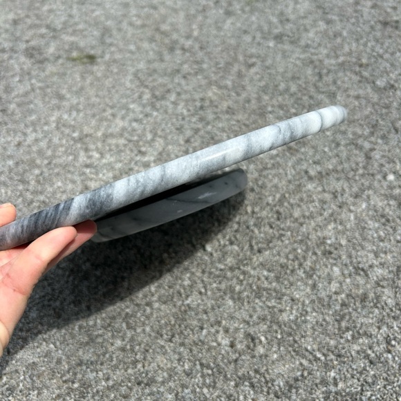 Solid Marble lazy Susan gray white round decor natural stone - Picture 2 of 5